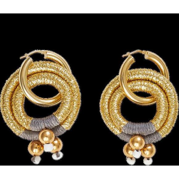 Keentu Gold Double Hoop Earrings - Gold - Picture 1 of 4